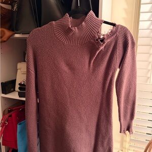 Women's Purple Distressed Sweater